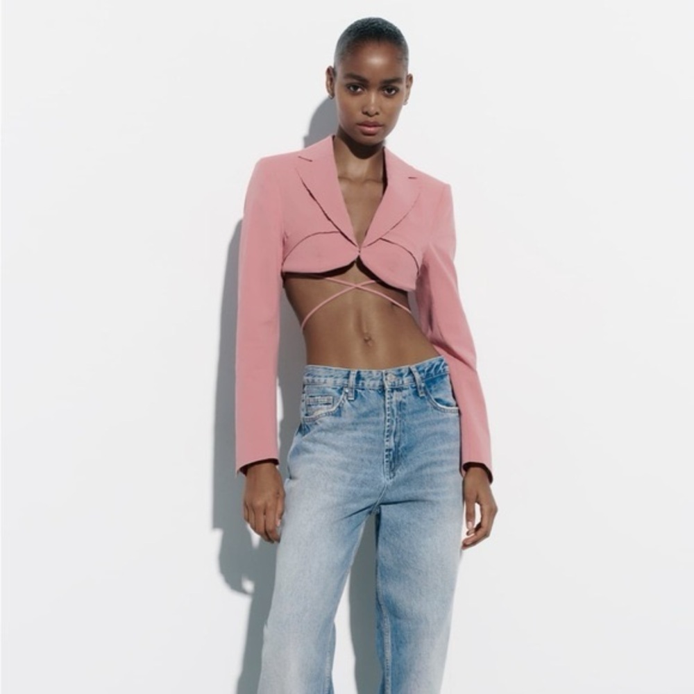 Zara Blush Pink Super Crop Jacket
